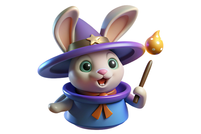 AI Coelhinho fofo segurando uma varinha mágica  Imagem