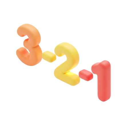 AI Colorful  Countdown Numbers 3 2 1  3D Icon
