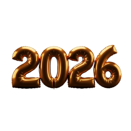 AI Comemore o Ano Novo com balões dourados de 2026!  Imagem
