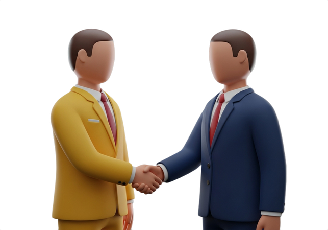 AI Confident Handshake Between Leaders  3D Icon