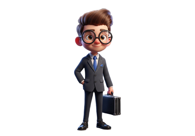 AI Confident young businessman standing with briefcase  3D Illustration
