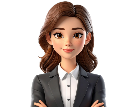 AI Confident Young Businesswoman with Arms Crossed  3D Illustration