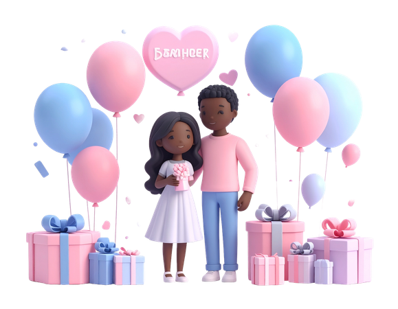 AI Couple celebrating baby shower  3D Illustration
