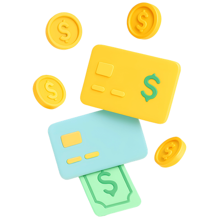 AI Credit Card and Coins  3D Illustration