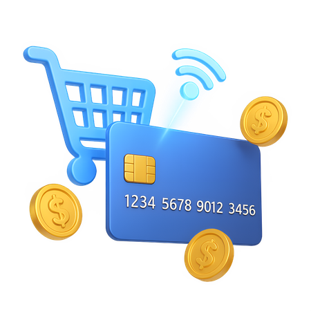 AI Credit Card and Shopping Cart  3D Icon