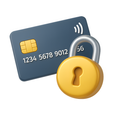 AI Credit Card Security Lock  3D Icon