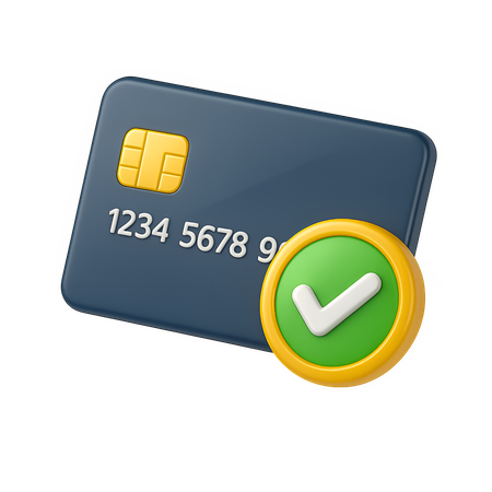AI Credit Card with Check Mark  3D Icon