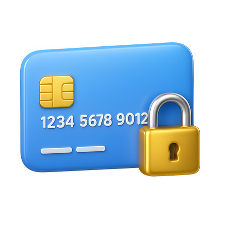 AI Credit Card with Golden Padlock  3D Icon