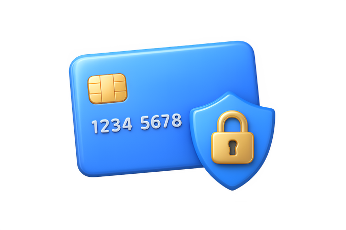 AI Credit Card with Lock Shield  3D Icon