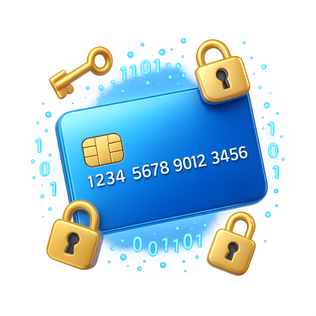 AI Credit Card with Locks and Key  3D Icon