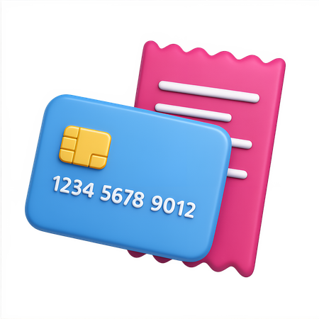 AI Credit Card with Receipt  3D Icon