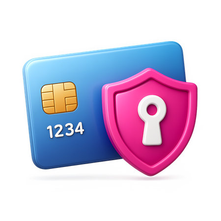 AI Credit Card with Security Shield  3D Icon