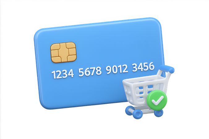 AI Credit Card with Shopping Cart  3D Icon