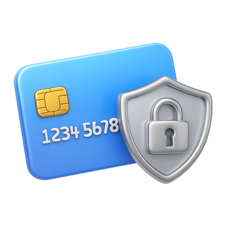 AI Credit Card with Silver Shield and Lock  3D Icon