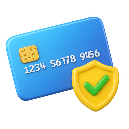 AI Credit Card with Verified Shield  3D Icon