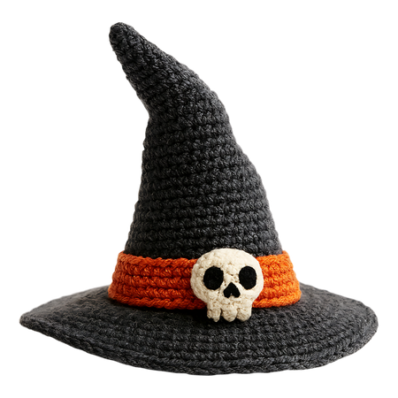 AI Crochet Black Witch Hat With Skull 3D  3D Icon