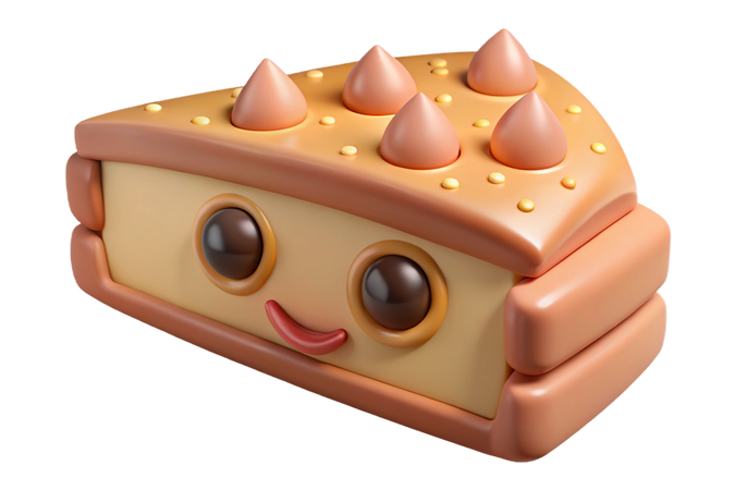 AI Cute cartoon slice of cake with a happy face  3D Icon