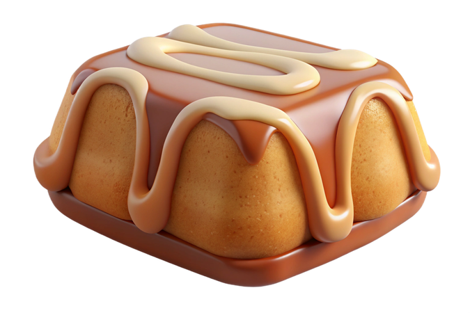 AI Delicious caramel cake with white icing drizzle  3D Icon