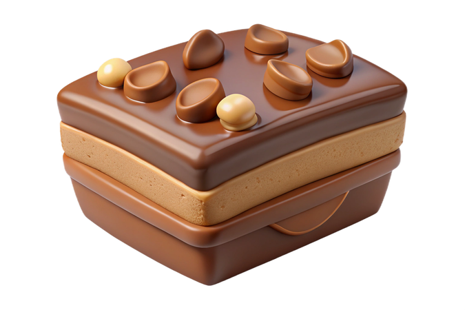AI Delicious chocolate and caramel dessert slice  3D Icon