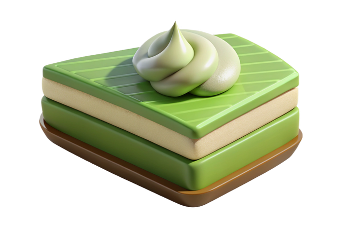 AI Delicious green tea layer cake with swirl topping  3D Icon