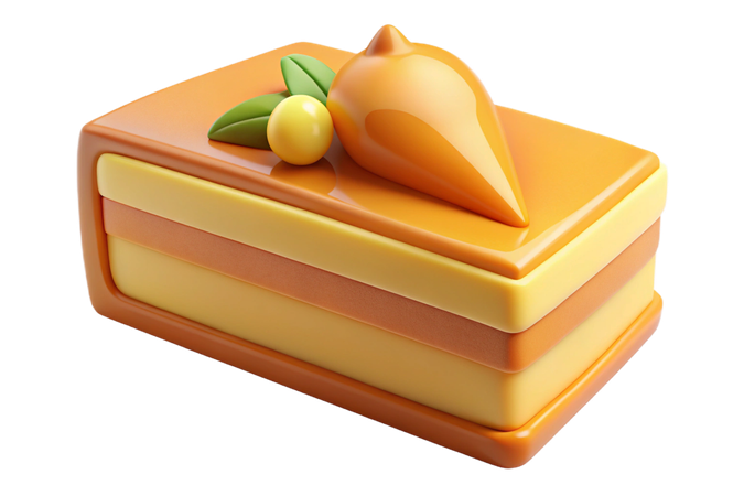 AI Delicious layered cake decorated with a carrot and green leaves  3D Icon