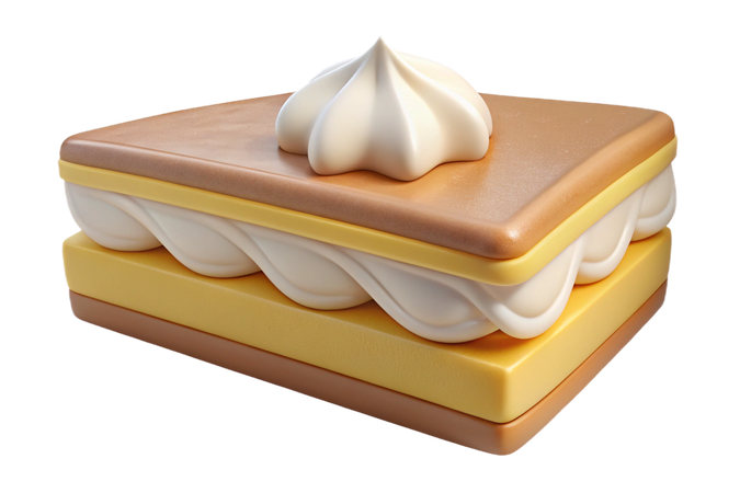 AI Delicious layered dessert with creamy frosting and a meringue swirl  3D Icon