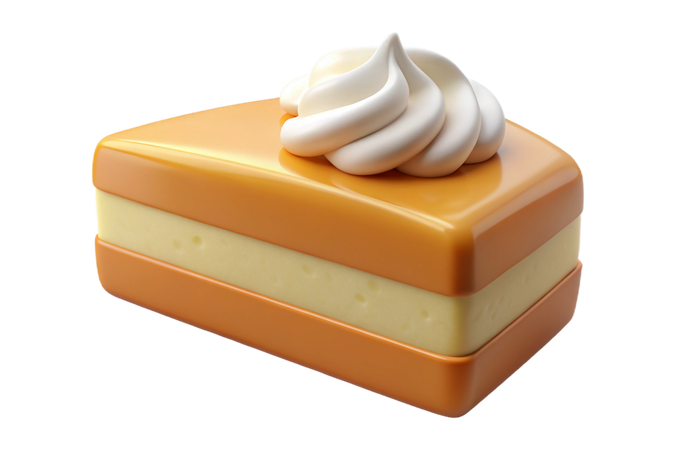 AI Delicious slice of orange cake with creamy white frosting  3D Icon