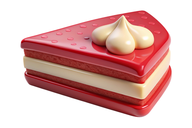 AI Delicious slice of red velvet cake with cream frosting  3D Icon