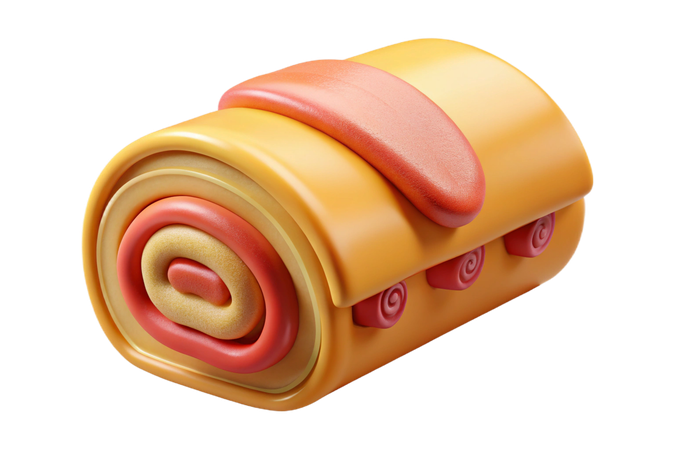 AI Delicious swirled swiss roll cake with pink and cream filling  3D Icon