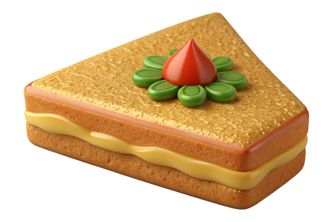 AI Delicious triangular sandwich with cheese and toppings  3D Icon