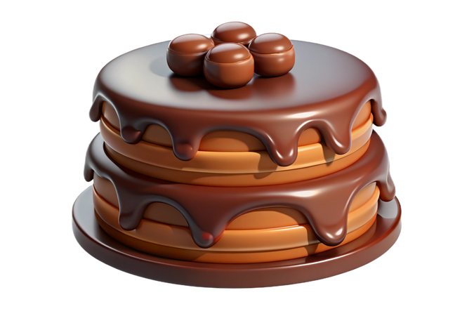 AI Delicious two tier chocolate cake with ganache drizzle and candies  3D Icon