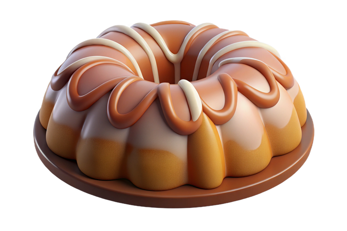 AI Deliciously glazed bundt cake with swirls of icing  3D Icon