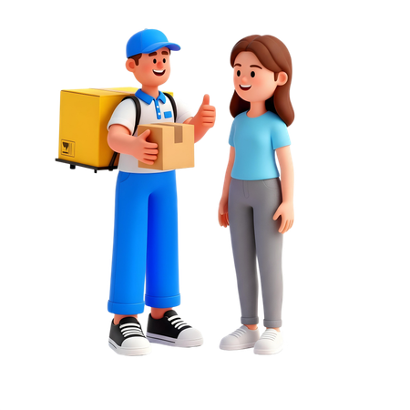 AI Delivery man doing Happy Delivery  3D Illustration