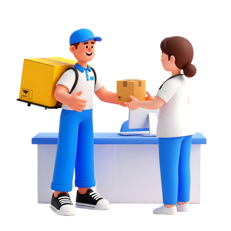 AI Delivery man doing Hospital Delivery  3D Illustration