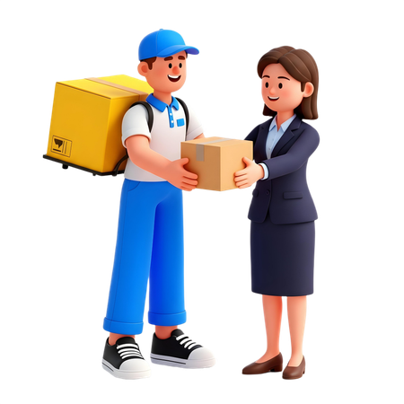 AI Delivery man doing School Delivery  3D Illustration