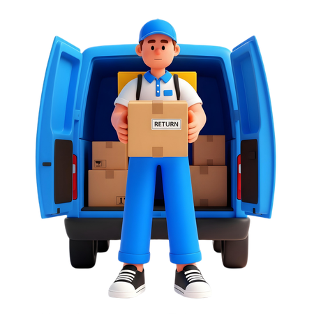 AI Delivery man Returning Parcel  3D Illustration
