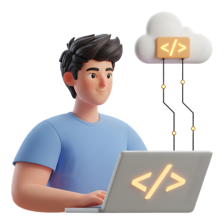 AI Desarrollador trabajando en código en la nube  Imagen