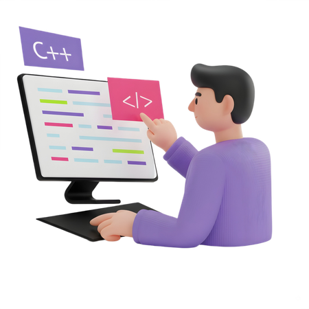 AI Desarrollador web masculino trabajando en la computadora  Imagen