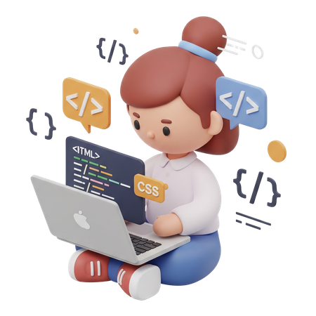 AI Developer develops new code for software  3D Illustration