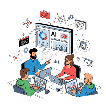 AI Developer Team Building AI Application  Illustration