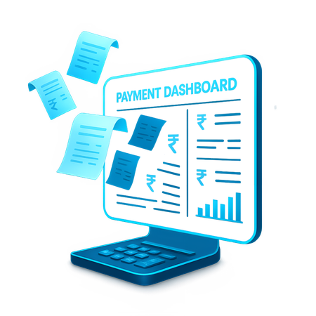 AI Digital Payment Dashboard with Floating Receipts  3D Icon