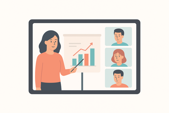 AI Digital tablet showing an online classroom Illustration