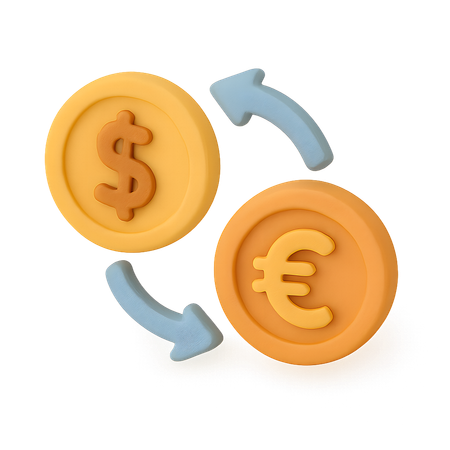 AI Dollar and Euro Exchange  3D Icon