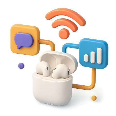 AI Drahtlose Ohrhörerverbindung  3D Icon
