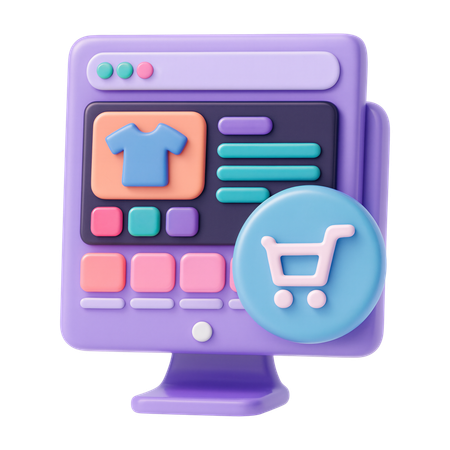 AI E Commerce Dashboard On Computer  3D Icon