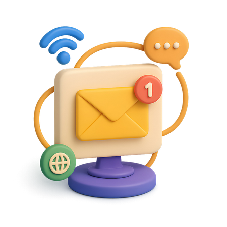 AI E-Mail-Benachrichtigungs-Popup  3D Icon