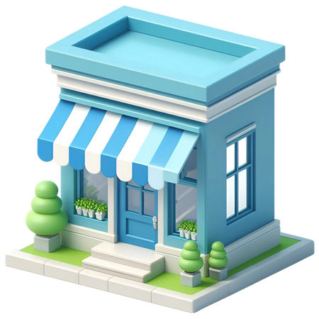 AI E-Shop Building  3D Icon