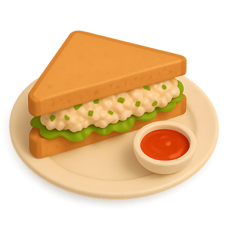 AI Egg Salad Sandwich on Plate  3D Icon