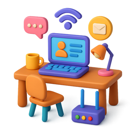 AI Einrichtung der Fernarbeit  3D Icon