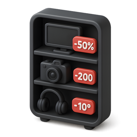 AI Electronics on Shelves with Price Reduction  3D Icon